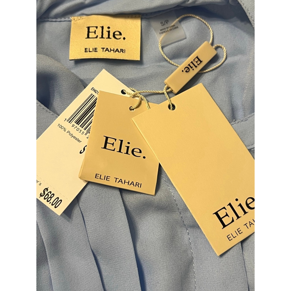 Elie Tahari Light Blue Pleated Blouse - Picture 5 of 7